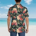 thumbnail image 6 of Balery Rose Flowers Print Men's Hawaiian Shirts Short Sleeve Beach Shirt Relaxed Fit Vacation Button Down Shirts-, 6 of 9