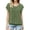 Green, variant on Ruffle Short Sleeve Tops for Women Lightweight Thin Casual Crew Neck Front Pleated Blouses Loose Flowy Dressy Elastic Banded Hem Solid Color Tshirts XXL