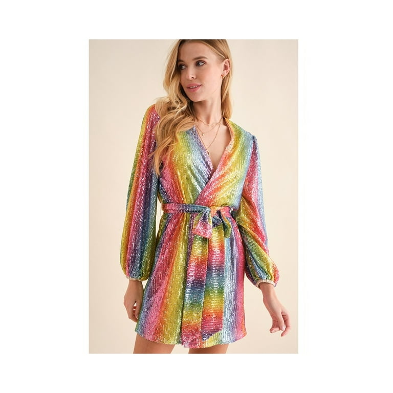 Multicolor striped sequin dress hotsell