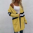 thumbnail image 5 of ZQUUVOU Women's Long Sweater Coat Cardigan Winter Striped Casual Long Sleeve Pocket Cardigan Blouse Tops Yellow, 5 of 8