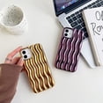 thumbnail image 4 of Funda para iPhone con diseño de ondas 3D y bordes rizados, de silicona suave, fina, a prueba de golpes (chapada en oro brillante, iPhone 13 Pro), 4 of 8