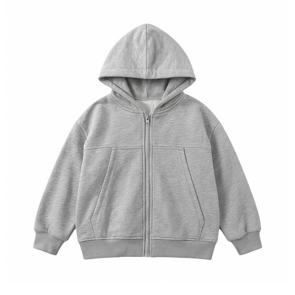 Glisme Boy Winter Coats Long Sleeve Cozy Kids Zip Hoodie Jacket For Lightweight Hooded Zip Up With Front Pockets Toddler Tops 18-24 Months Grey