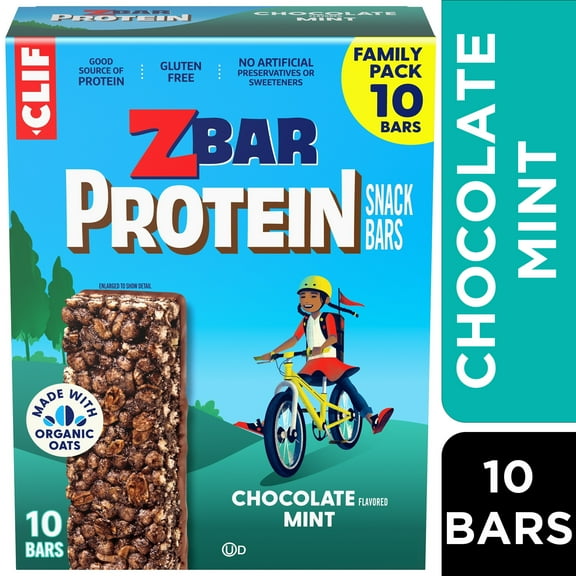 Zbar Protein Chocolate Mint Flavor Crispy Snack Bars, Gluten Free Protein Bars, 10ct