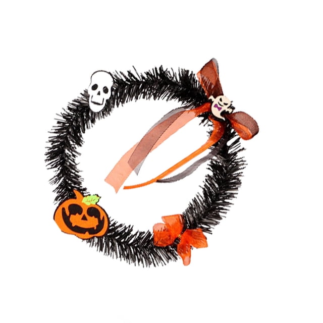Moyic Guirnalda de Halloween Calavera Fantasmas Puerta colgante Guirnaldas de forma redonda Estilo simple Saludo negro Colgante Aro de ratán Bar Hotel Kits de decoración para fiestas Moyic HA068713-00
