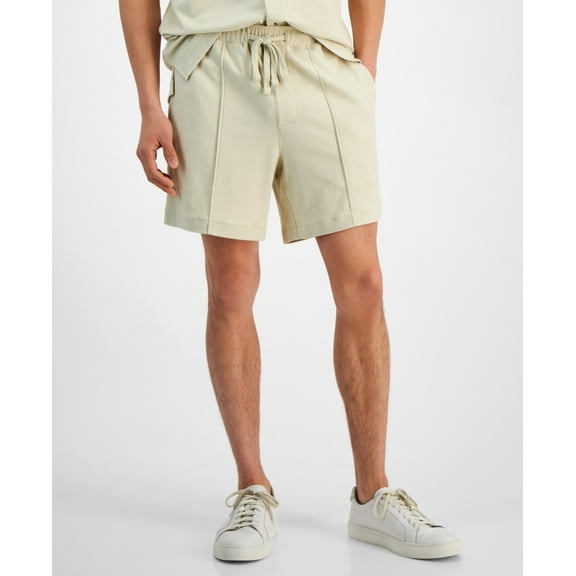 Alfani Pique All Cotton Shorts Men's XL Brown Rice Solid 5.5 inseam