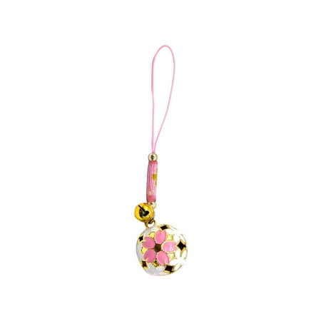 

Creative Bells Pendant Accessories Hollow Cherry Blossoms Japanese Bells Copper Bells Hanging Accessories Supplies with Hanging Cord for Men Women DIY Craft (White Pink)