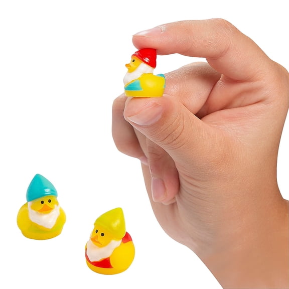 Fun Express 1/2" Micro Brightly Colored Gnome Rubber Ducks - 24 Pieces