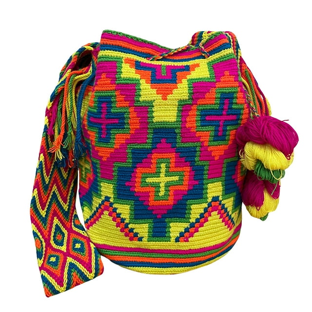 Sacs à Main Colombiens, Mochila Wayuu, Sac Seau Fait à la Main en Coton Colombien 100 % Original (2#)