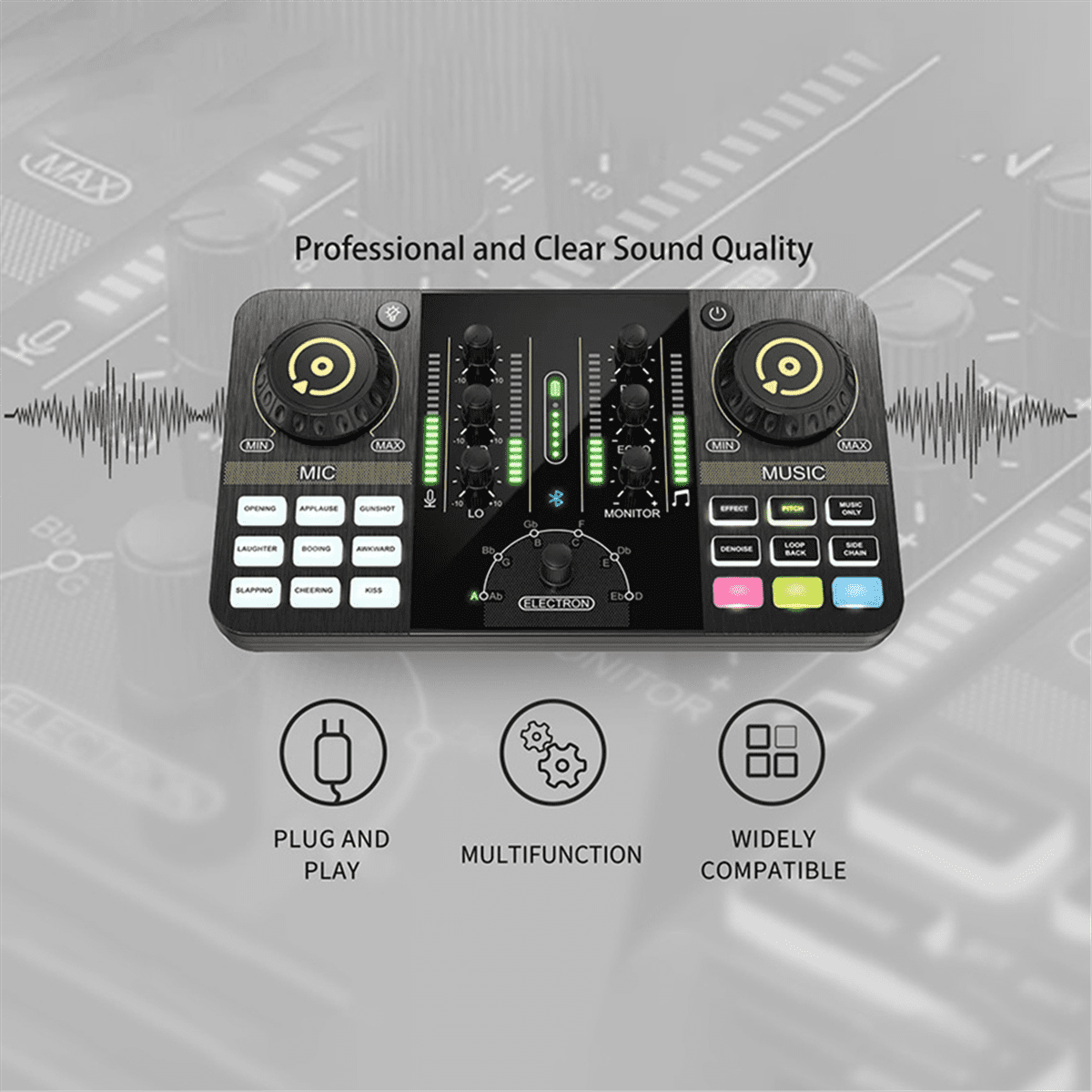 Professional Audio Mixer Podcast Microphone Sound Card Kit for Smartphone Laptop Computer Vlog Recording Live Streaming