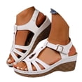 thumbnail image 3 of Wedge Sandals For Women Wide Width Comfortable Open Toe Ankle Strap Platform Low Heel Summer Casual Walking Shoes, 3 of 9