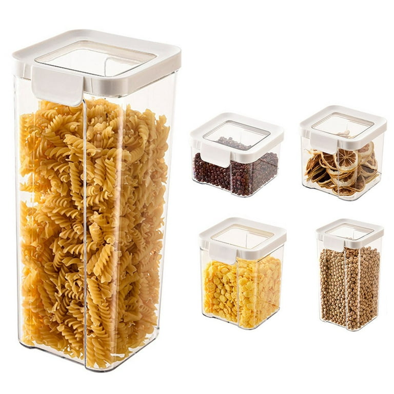 Food Storage Container, Kitchen Airtight Storage Box, Plastic Transparent  Pantry Canister with Lock Lid, Stackable Organizersfor Cereal, Flour,  Sugar, Cereal, Rice (1800ML) 