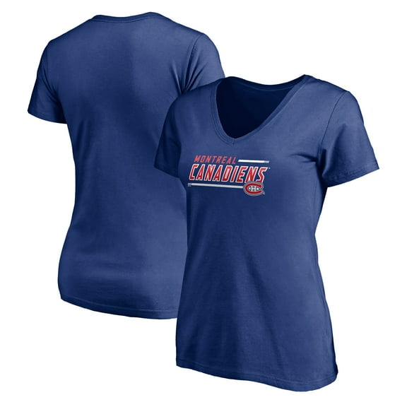 Women's Blue Montreal Canadiens Mascot In Bounds V-Neck T-Shirt
