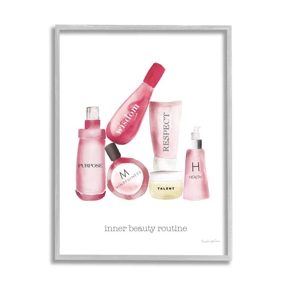 Stupell Industries Self-Esteem Motivational Phrases Fashion Cosmetics Inner Beauty Quote, 16 x 20, Design by Mercedes Lopez Charro