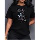 thumbnail image 1 of Camiseta estampada con diseño de mariposas, cómoda camiseta de manga corta para mujer, diseño de camiseta deportiva estampada en inglés para mujer, camiseta de top para mujer, 1 of 6