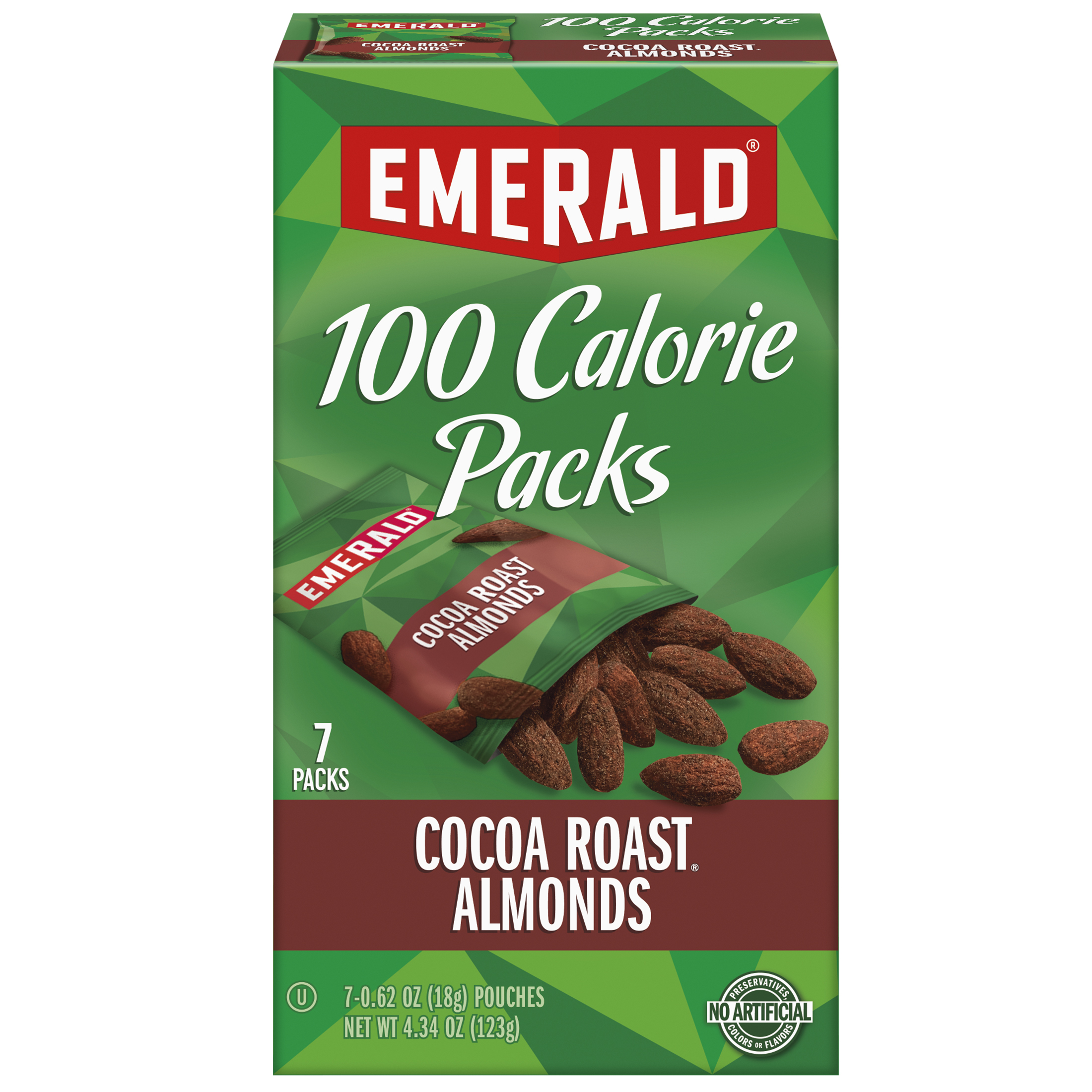 Emerald Nuts Cocoa Roast Almonds, 100 Calorie Packs, 7 Count, 4.34 oz - image 2 of 6