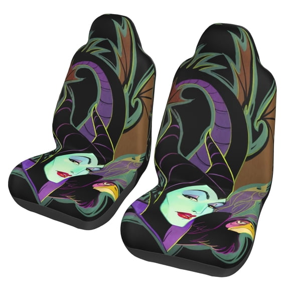 Maleficent Car Seat Covers Set 2Pcs, Front Seat Covers for Car Truck Sedan SUV Auto, Universal Fit Vehicle Enterior Bucket Seat Protector Car Accessories