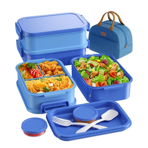 Set de Bento para Adultos KEMETHY 2.19L con Bolsa Térmica Azul
