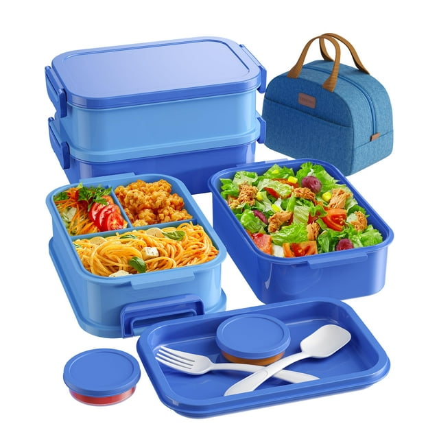 Set de Bento para Adultos KEMETHY 2.19L con Bolsa Térmica Azul