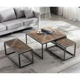 thumbnail image 3 of Connexion Decor Ardham Wood & Metal Coffee Table Set in Natural/Distressed Gray, 3 of 9