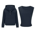 thumbnail image 7 of Frostluinai Two Piece Sets for Women Oversized Sweatsuits Long Sleeve Loose Hoodies Sleeveless Tanks Crop Tops Fall Solid Sets with Pocket, 7 of 7