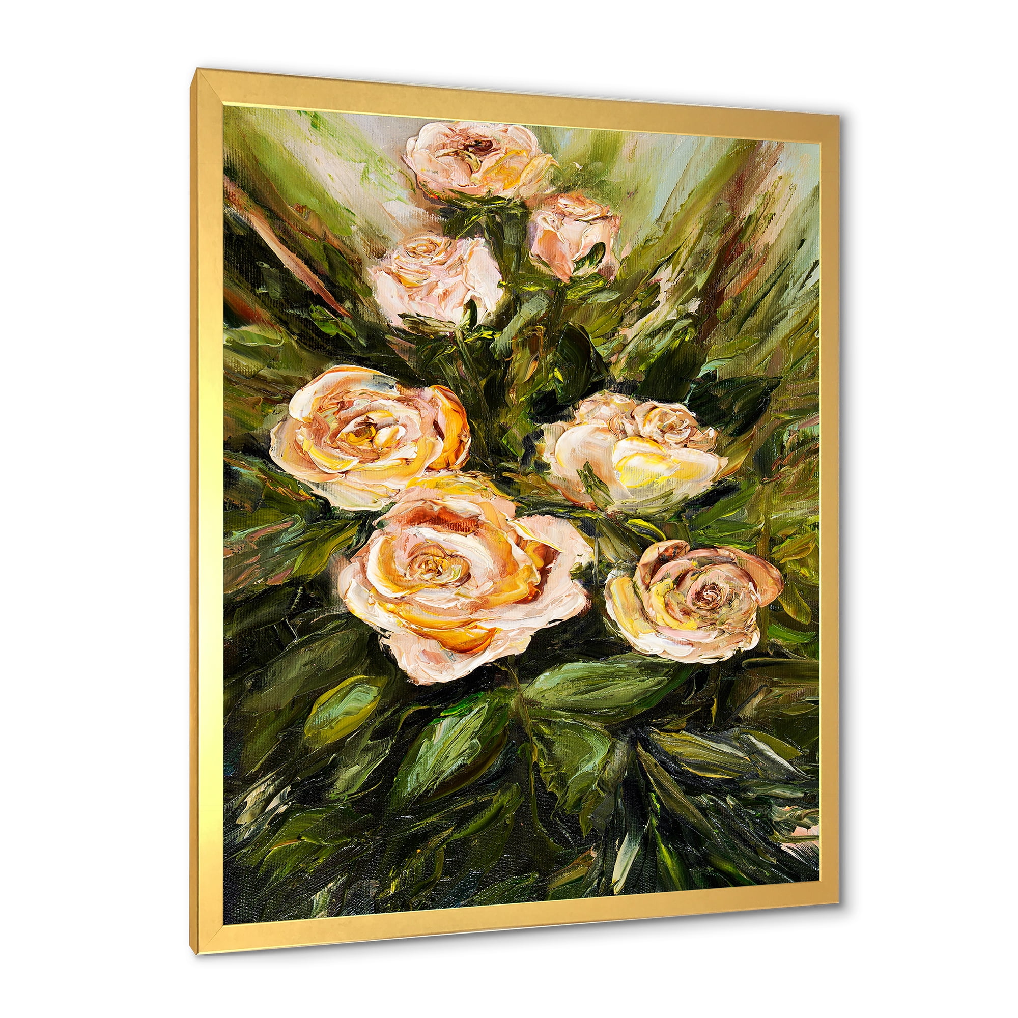 Designart 'Abstract Four VIntage Pink Roses' Traditional Framed Art Print