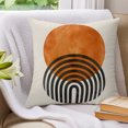 thumbnail image 3 of 24x24 Pillow Covers Set of 2, Boho Sun Disc Throw Pillow Covers Decorative Couch Cushion Case, Middle Century Abstract Orange Black Beige Microfiber Square Pillowcases for Bedroom Car Living Room, 3 of 9