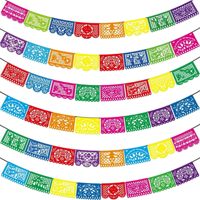 Decoración para fiestas Asoulin Fiesta Mexican Papel Picado x6