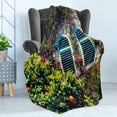 thumbnail image 4 of Sicily Soft Flannel Fleece Throw Blanket, Branches of a Mandarin Tree and Old Traditional European House with Windows, Cozy Plush for Indoor and Outdoor Use, 50" x 70", Multicolor, by Ambesonne, 4 of 5