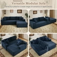 thumbnail image 3 of Muumblus Modular Sectional Sofa, Oversized L-Shape Cloud Couch, Modern Corduroy Sleeper Couches for Living Room, No Assembly Required, Blue (Right Facing Chaise), 3 of 11