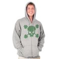 thumbnail image 5 of Saint Patrick's Day Shamrock Skull Zip Up Hoodie Men's Women's Brisco Brands X, 5 of 6
