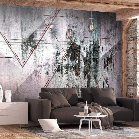 Tiptophomedecor Peel and Stick Wallpaper Wall Mural - Geometric Vintage Concrete Design - Removable Wall Decals