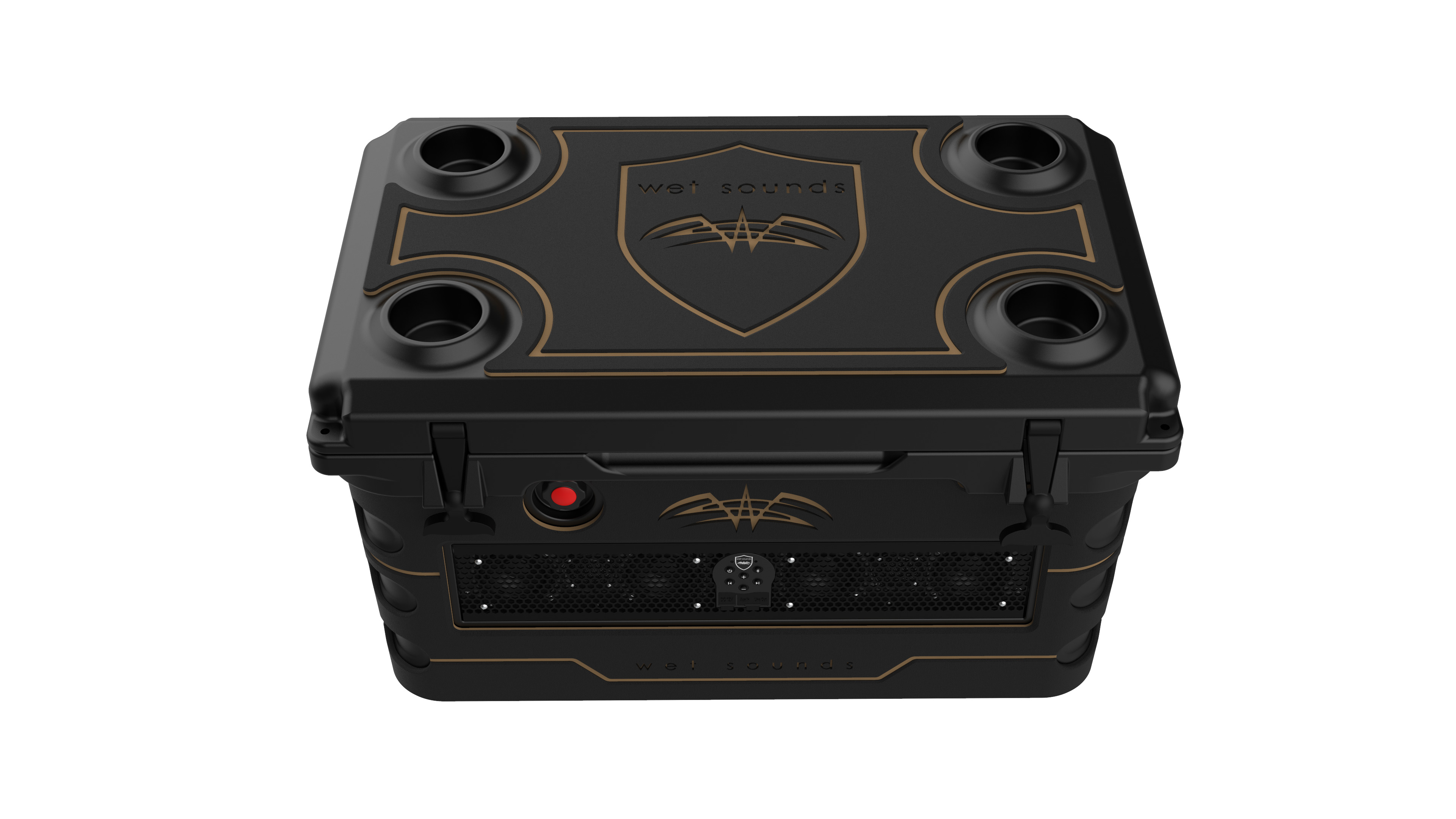 Wet Sounds Stealth SHIVR-55-BLK Black High Output Audio Cooler Speaker  System Full Gator Step Kit Black over Whiskey