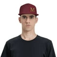 thumbnail image 4 of ZICANCN Alphabet M Pattern Baseball Caps, Trucker Hats for Men And Women, Adjustable Breathable Flat Caps, Dark Red, 4 of 6