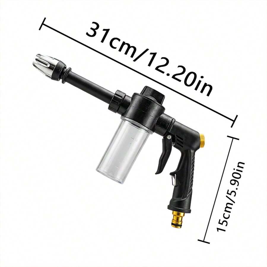High Pressure Car Wash Spray Gun With Foam Bottle - Multifunctional Water Gun, Suitable For Pets, Motorcycles, Home And Garden - Durable Long Nozzle, Efficient Cleaning And Irrigation, Battery-Free