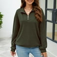 thumbnail image 4 of Sweatshirts without Hood,Women V Neck Long Sleeve 1/4 Zipper Turndown Collar Pullover Tshirt Fall Winter Casual Loose Blouses Elegant Fashion Tops Preppy Clothes Cute Teen Girls Outfits S-XXL, 4 of 5