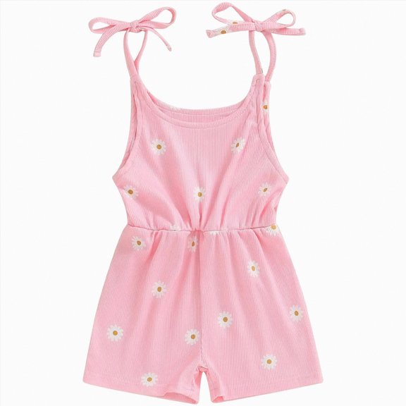 Kogui Toddler Girls Rompers Girls Casual Jumpsuits Spaghetti Strap Sleeveless Romper Summer Outfits Clothes 0 3 6 9 12 18 24 Months (Pink,3-4 Years)