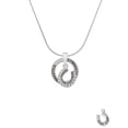 thumbnail image 3 of Delight Jewelry Silver Plated Beaded Clear Crystal Horseshoe with Good Luck Gymnastics Ring Charm Necklace, 18", 3 of 4