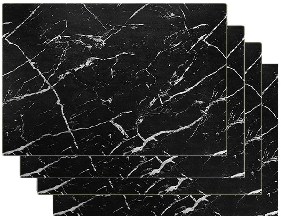 Marble Placemats for Dining Table Waterproof Set of 4 Faux Laether