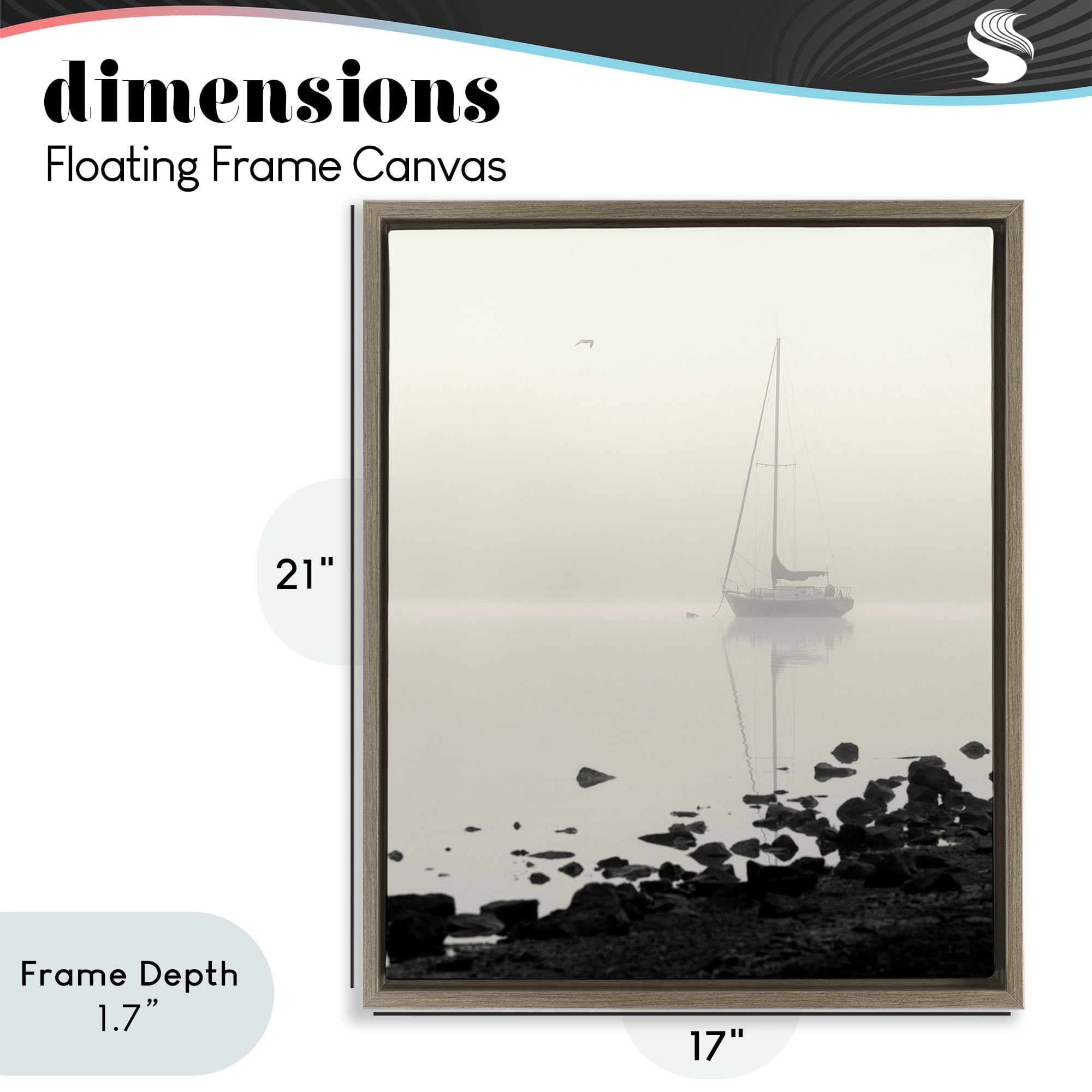 Stupell Industries Moored In Fog Brown Framed Floater Canvas Wall Art, design by Nicholas Bell