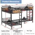 thumbnail image 2 of Mirightone Quad Bunk Bed with Comfort Rungs Ladder and Versatility Detachable Triple Beds, Heavy-Duty Twin Over Twin Metal Bunk Frame, Black, 2 of 9