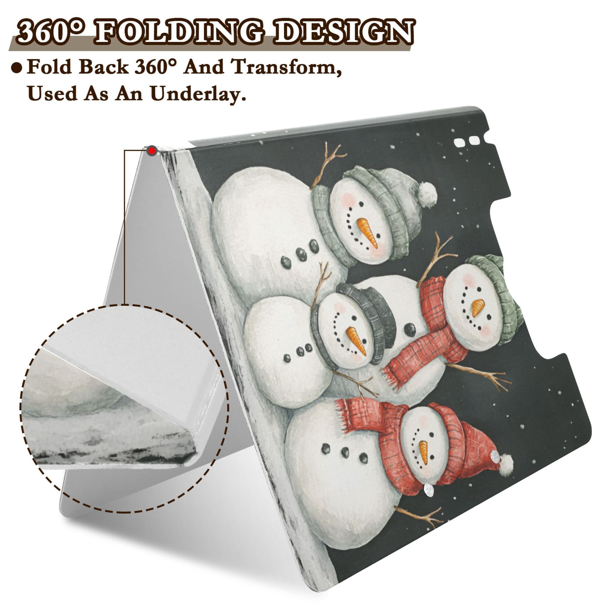 FORMRS A4 Clipboard Folder with Pen Holder Horizontal Foldable School Office Binder, Snowman Family