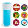 Munchkin Miracle 360° Insulated Spill-Proof Sippy Cup, Includes 5 Decorative Stickers and 1 Customizable Sticker 9 Ounce, Blue