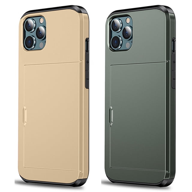 2 fundas para teléfono con ranura para tarjeta de crédito, deslizantes, ocultas, protectoras, para iPhone 11