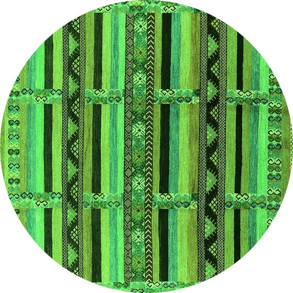 Ahgly Company Indoor Round Solid Green Modern Area Rugs, 8' Round