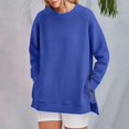 thumbnail image 2 of Crewneck Sweatshirts Women, Comdrip Women's Oversized Sweatshirts Crewneck Long Sleeve Pullover Shirts Side Zipper 2025 Fall Clothes Womens Crewneck Sweatshirt Dark Blue XL, 2 of 7