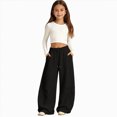 thumbnail image 4 of UAYOTSE Girls Sweatpants Baggy Barrel Pants Wide Leg Open Bottom Casual Sweat Pants with Pockets 5 15 Years,Sizes 8-9 Years, 4 of 6