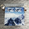 thumbnail image 2 of Ambesonne Winter Quilted Coverlet 3 Pcs, Mountain Peak Scenery, King Size, White Blue, 2 of 2