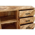 thumbnail image 4 of DecMode 35" x 35" Brown Mango Wood 4 Drawers 1 Shelf and 1 Door Geometric Cabinet with Wood Inlay, 1-Piece, 4 of 10