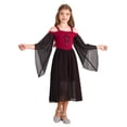 thumbnail image 5 of YONGHS Halloween Gothic Dress for Girls Lolita Princess Lace Up Cold Shoulder Dress Medieval Cosplay Costume Red 10, 5 of 7