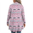 thumbnail image 4 of Women's Fall and Winter Fashion Casual Print Long Sleeve Mid-Length Cardigan Jacket, Christmas Theme for Holiday Season,Purple Pink,5XL, 4 of 6